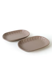 Hermia X00017601 Juego de Platos de Gres Cerámico Beige 25x15cm (2 Piezas) Duraderos y Elegantes para Comidas Diarias y Especiales